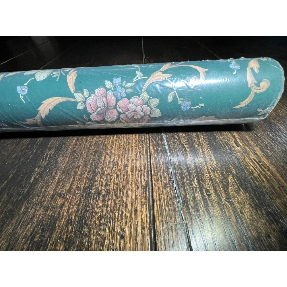 C&A Wallcoverings VTG Floral Wallpaper Teal Pink Green SH2093 Run 4 33ft Bolt